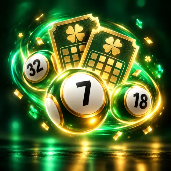 Green and gold lottery tickets and balls
