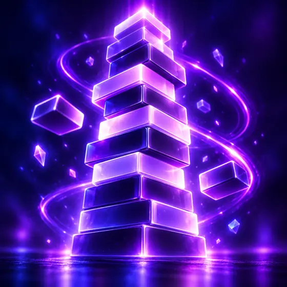 Purple neon blocks for the Tower game